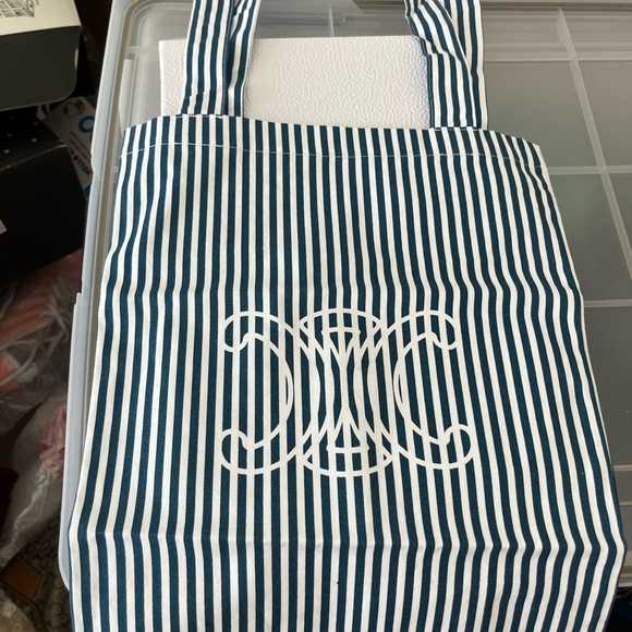 Celine Handbags - Celine Striped Blue & White Tote Bag